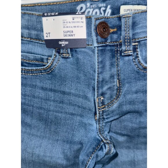 OshKosh Bgosh Super Skinny Blue Jeans 2T Cotton & Polyester - Picture 2 of 6